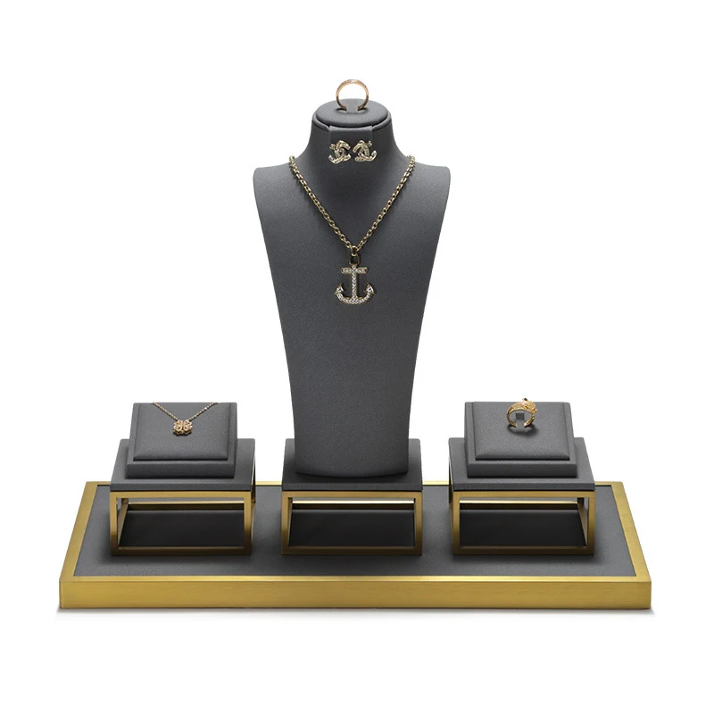 Fashion Durable Metal Jewellery Display Props Custom Luxury Jewelry Display Stand Set For Store