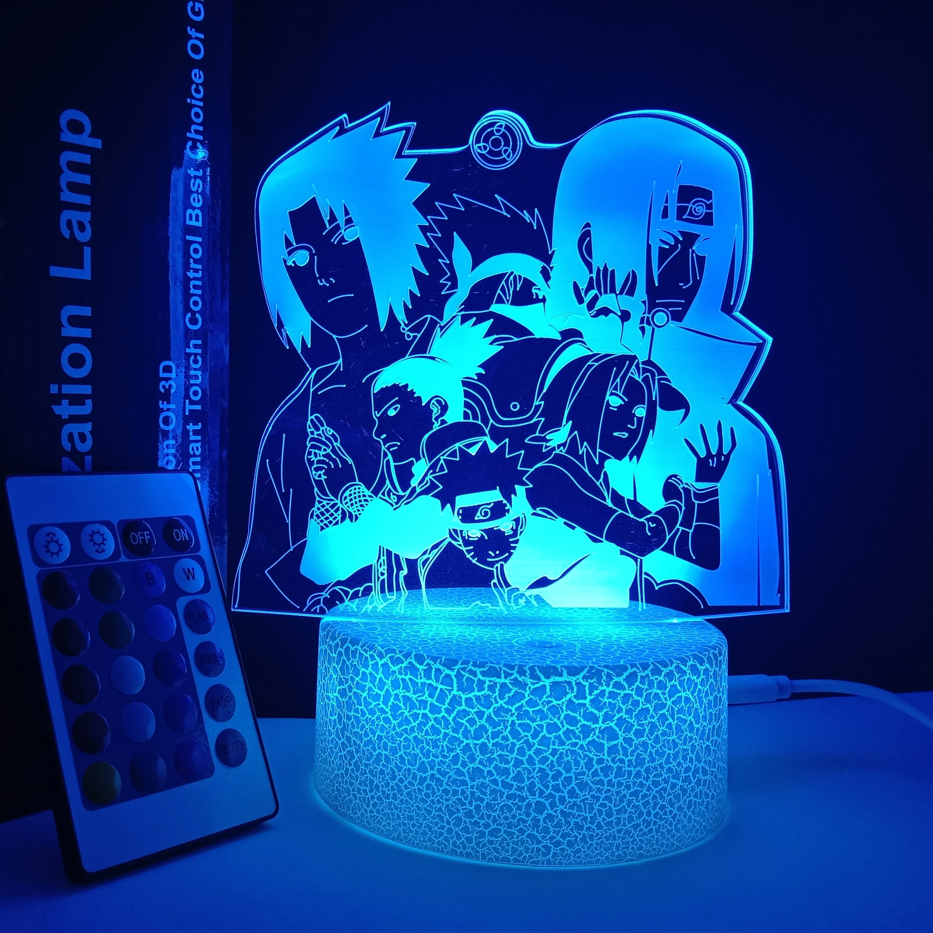 Christmas Gift Set Crackle Base Anime Designs 3D Vision Lamps Remote Control 16 LED Colors 4 Modes 3D Illusion Night Light