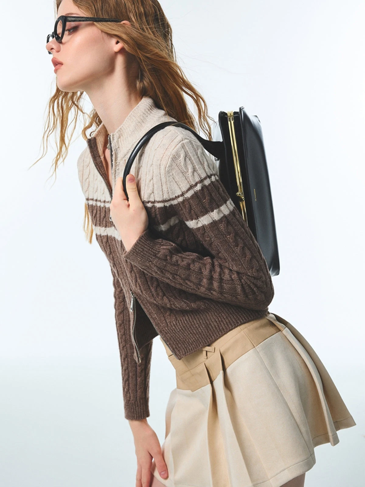 VSCOO 2023 fall long sleeve cardigan coat high quality cable knit sweater light weight women bodycon knitwear