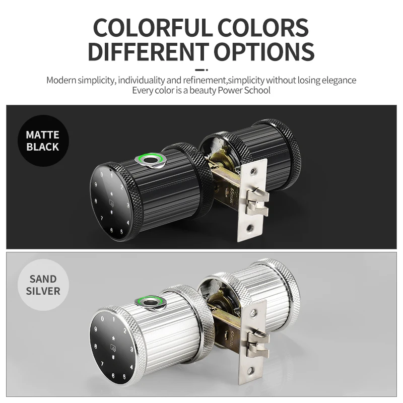 Modern Round Electronic Lock Small Fingerprint Smart Door Lock with RFID Card Family High Security Knob Lock