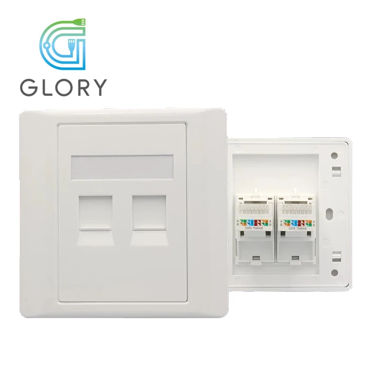Glory Factory Wholesale Data Cable Connection 2 Ports Network Cable Keystone types faceplate rj45  modular jack face plate