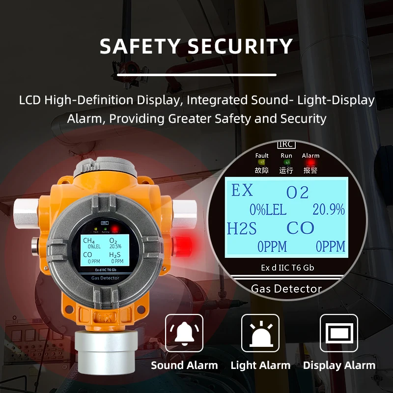 Oxygen concentration detector Fixed O2 gas alarm Point type confined space gas detector