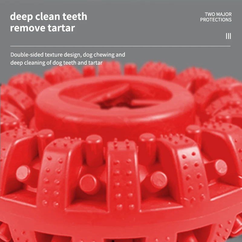 Pet Interactive Molar Bite Rubber Dog Chew Toys Custom Pet Food Leakage dispenser Rubber Dog teeth ring