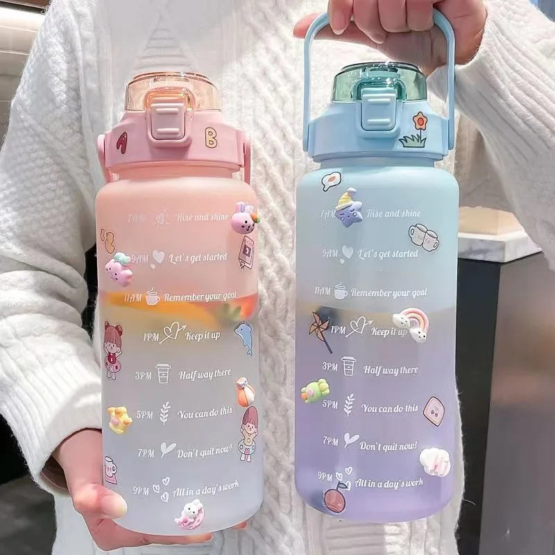 2 л Мотивационная бутылка для воды Botella De Agua Motivacional меняющие цвета чашки Termos тренажерный зал бутылки