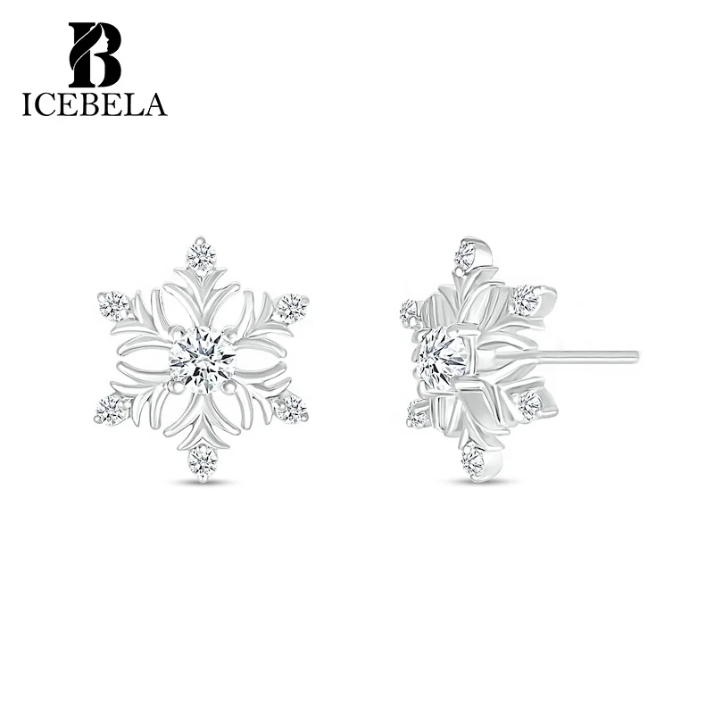 Wholesale Fashion Korean 925 Sterling Silver Earring Christmas Fine Jewelry Marry Christmas Snowflake Earrings For Girls