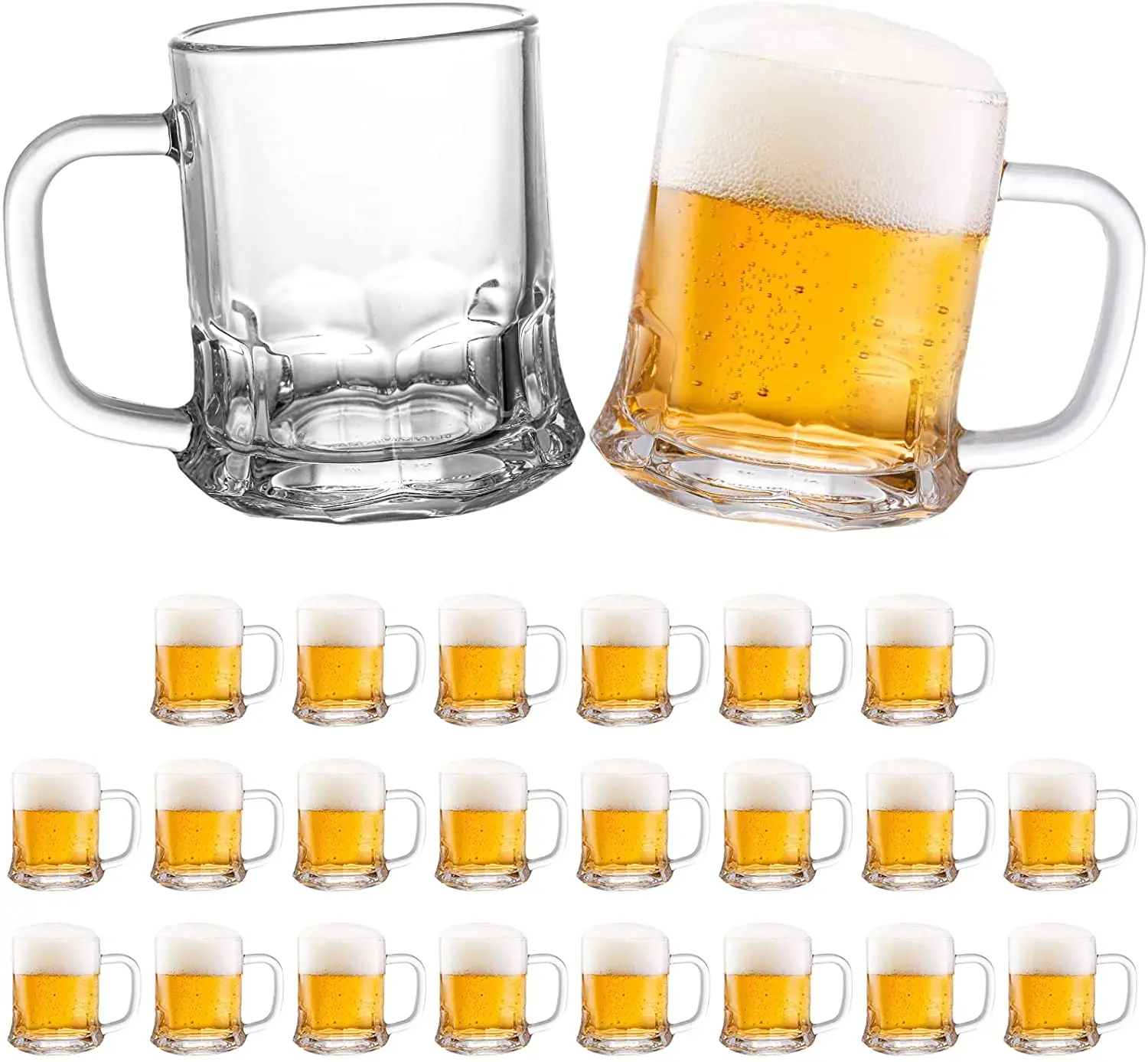 Mini 5 oz Beer Mug Glass Tasting  Beer Glasses for Freezer, Heavy Base Beer Sampler Glass Shots Glasses with Handle