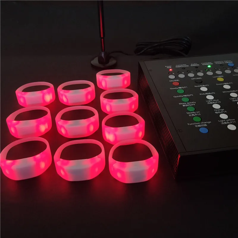 15 Colors Remote Controlled Changing LED Silicone Bracelets Light Up Wristband