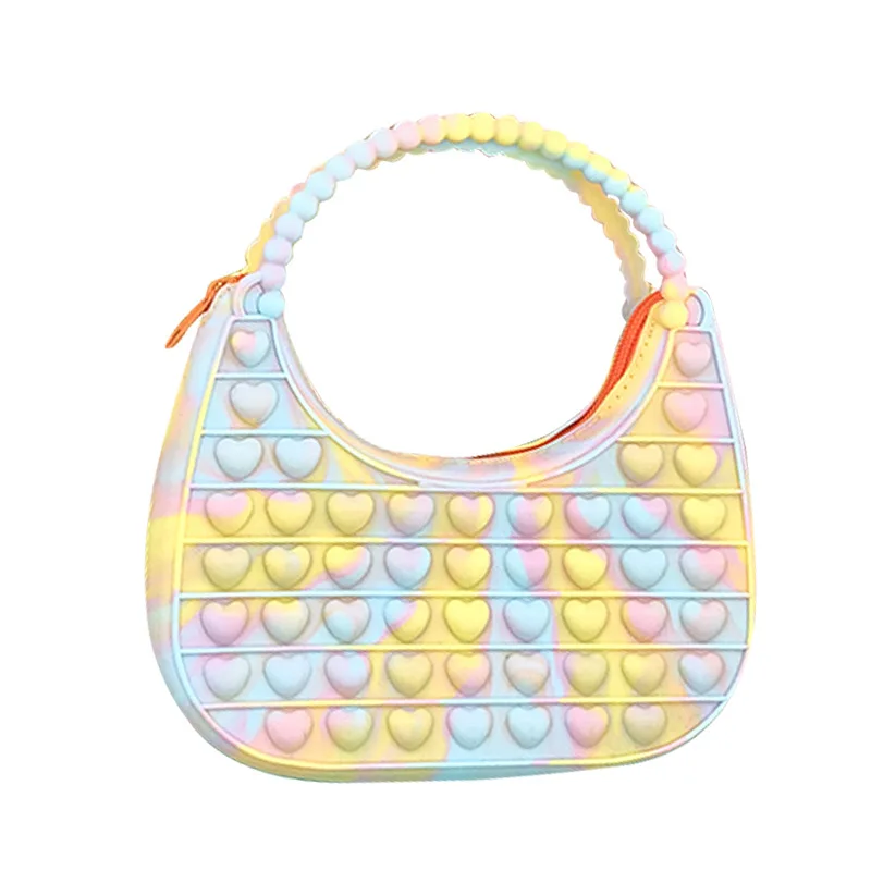 women organize main big silicon tote sensory pocketbook new mini sac hand handbag bolsa push bubble pop fidget toy bag