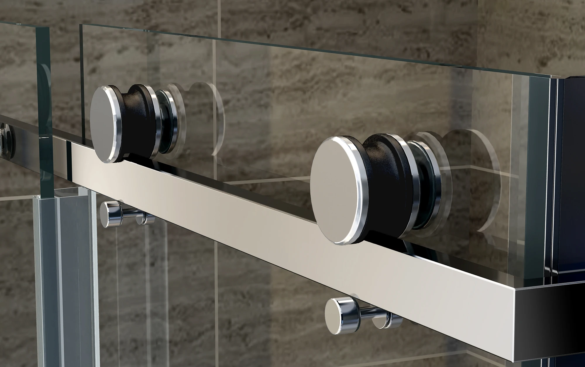 Luxury Stainless Steel Adjust Shower Enclosure Bathroom Frameless Sliding Tempered Glass Shower Door