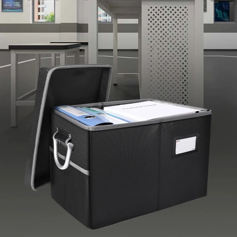 Travel-Ready Fireproof Box with Lock File Storage Organizer Anti-Static Box Collapsible Fireproof Document Box with Handle