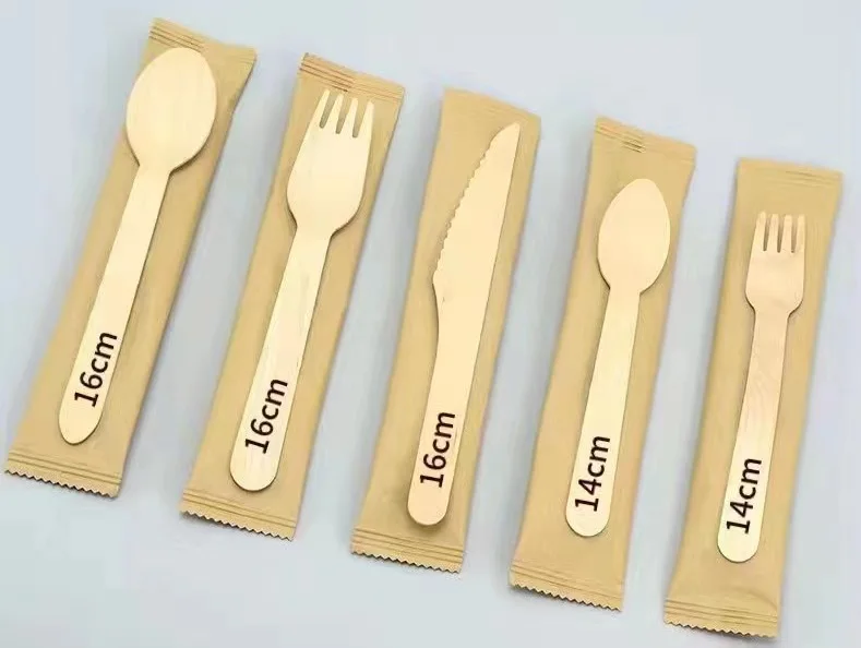 Birch Wood Tableware  Wooden Cutlery CutleryWooden Fork Knife Spoon Birch Wood Disposable