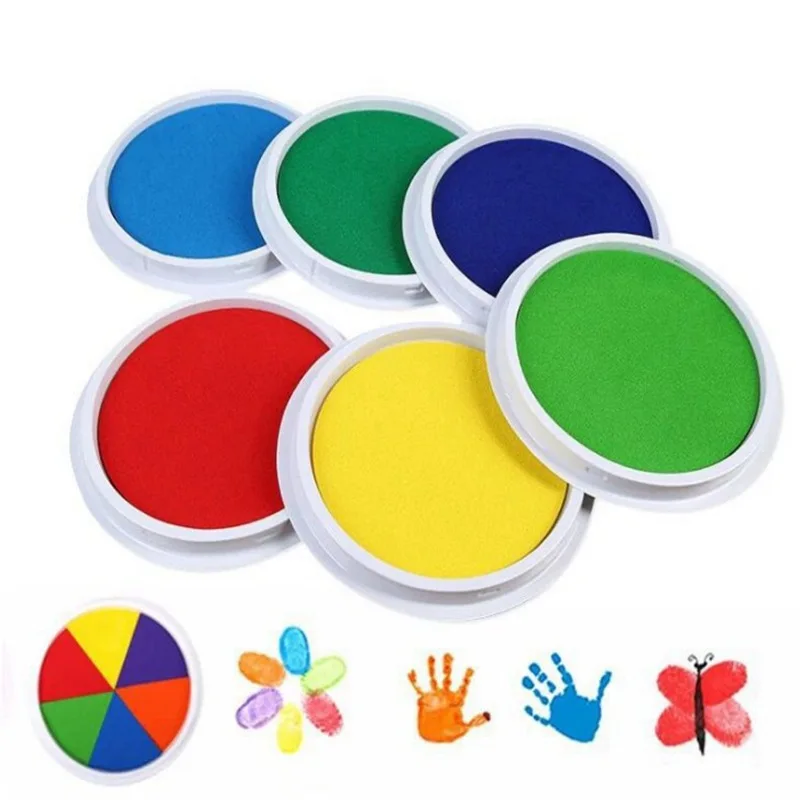 Inking Pad Children Hand & Foot Prints Stamping Stamps Rainbow Finger Palm Paint Ink Pad