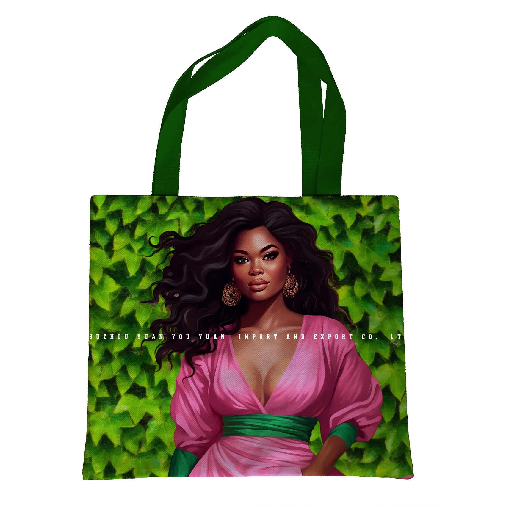 High Quality  16X14 inches Pink and Green Double Sided Printing  Daughters of Isis tote bag