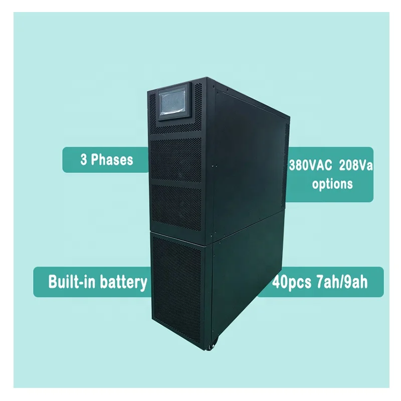 Оптовая цена OEM 208 В 380 инвертор защиты от короткого замыкания UPS 10k 15K 20K 30K внутренний аккумулятор 12V 7AH 9AH AH