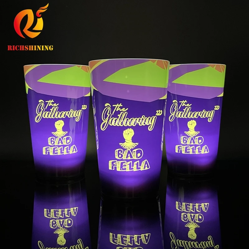 RICHSHINING Vender Wholesale Food Grade Led For Cup Water Activated Led Flashing Beer Drinking Cup Multi Color For Party Bar