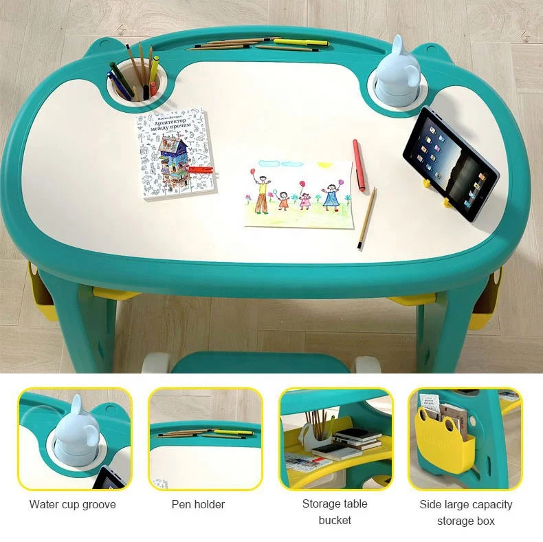 New Height Adjustable Children Activity Table Reading Study Desk Baby Dining Table And Chair Kids Play Table