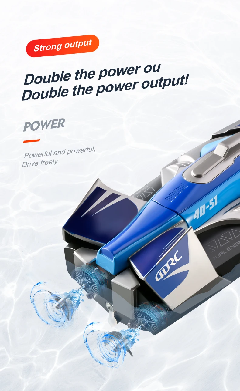 4D-S1 30km/h high speedboat wireless remote electric water monster yacht 100m dual motor anti-collision racing boat ship