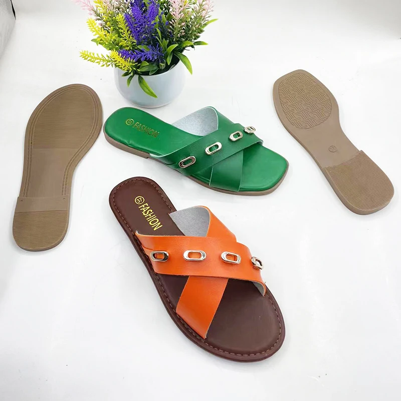 Hot style manufactures footwear girl summer sandals for women and ladies pvc summer leather flats sandals