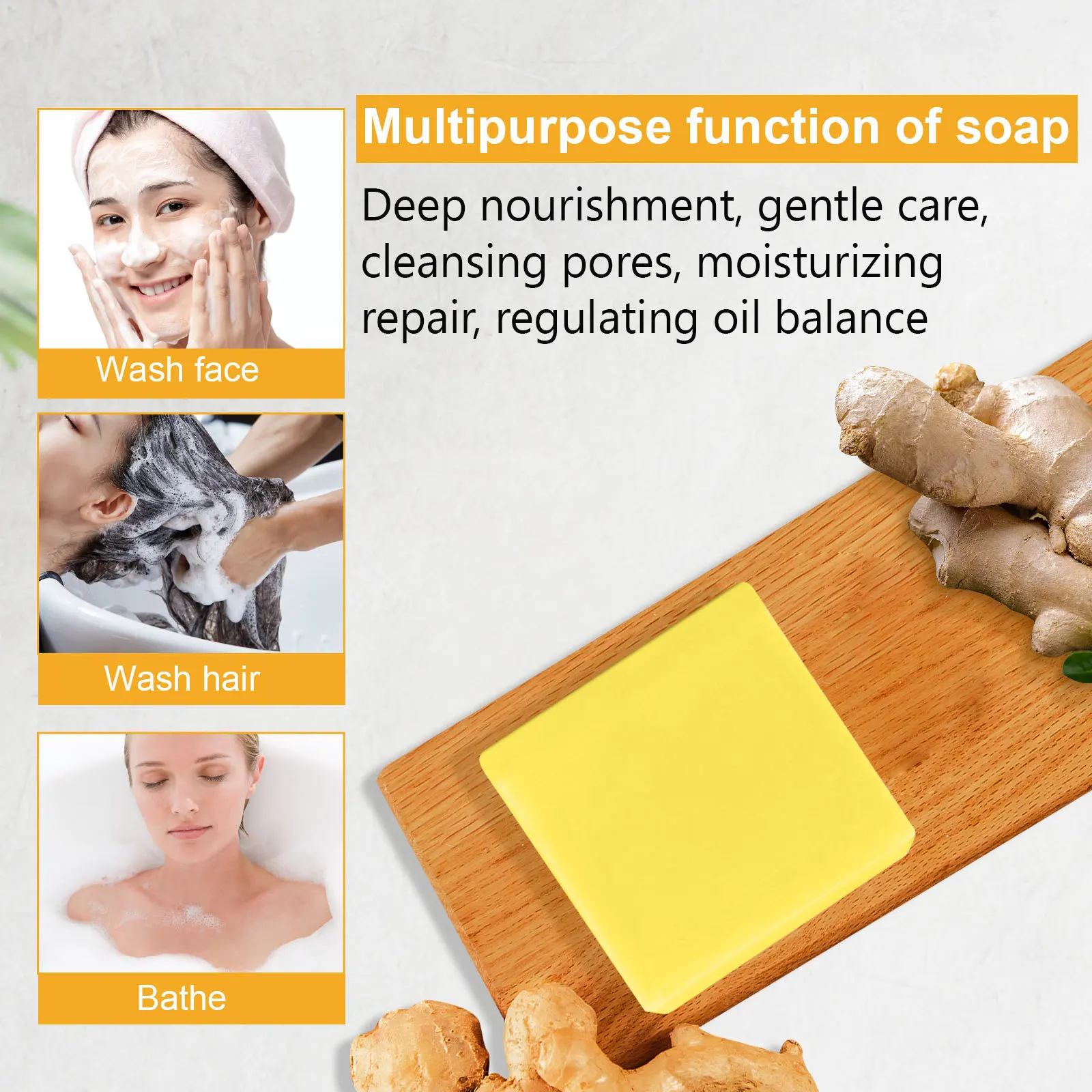 New Natural Herbal Organic turmeric Ginger Soap Fat Burning Slimming Weight Loss Soap