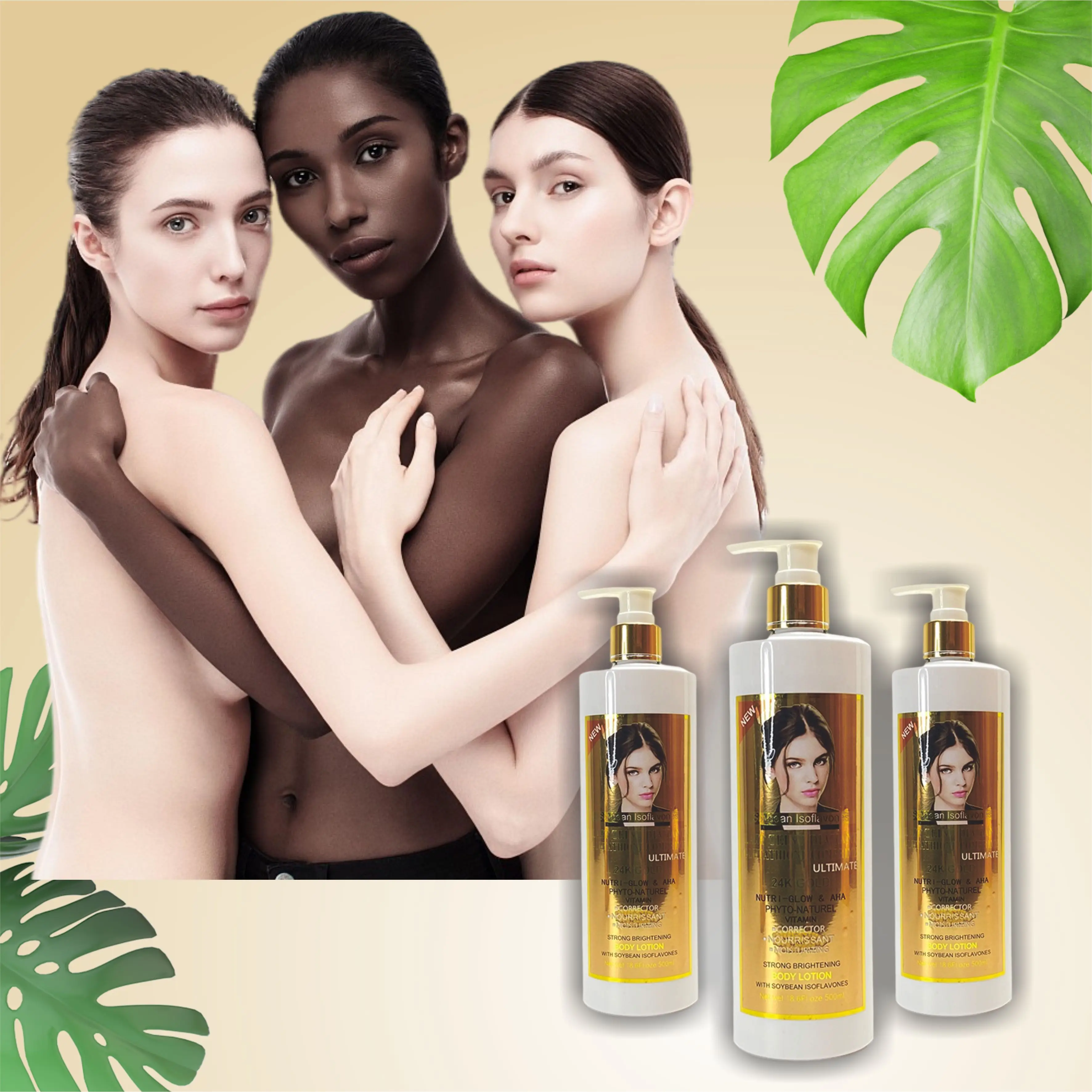 Best Customize Naturel 24K Gold Body Cream Eclaircissant Glutathiones Comprime Whitening Bleaching Body Lotion For Black Skin