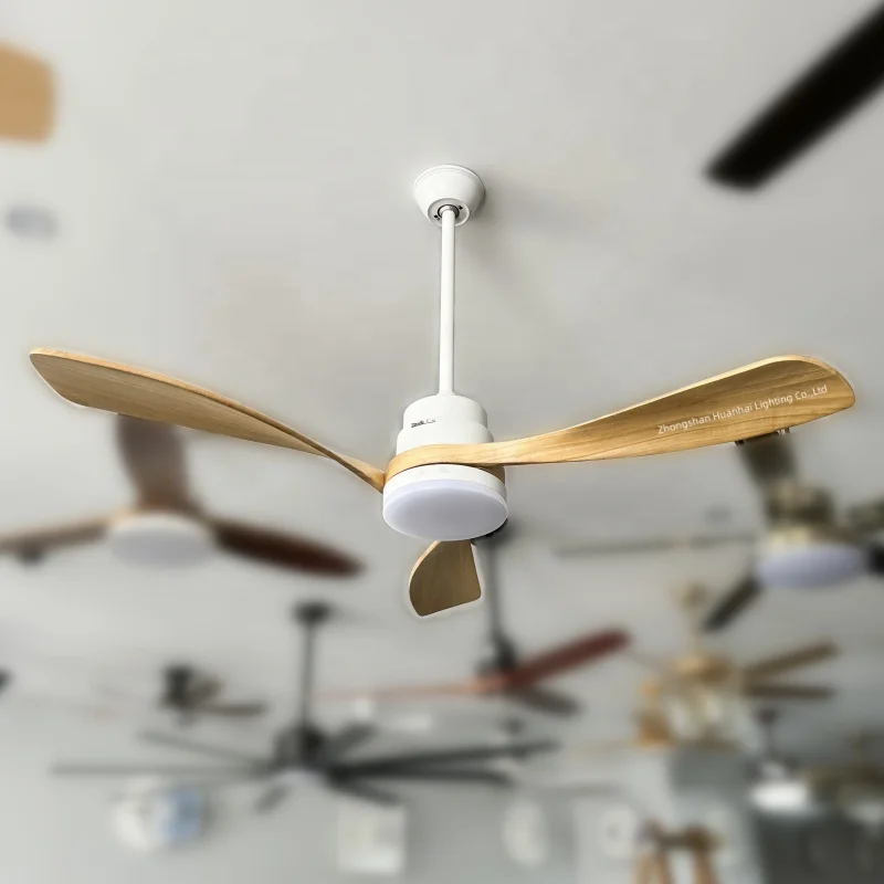 Home Appliciances Commercial 220v Wood Ventilador Remote Control Inverter Wooden Led Light Ceiling Fan