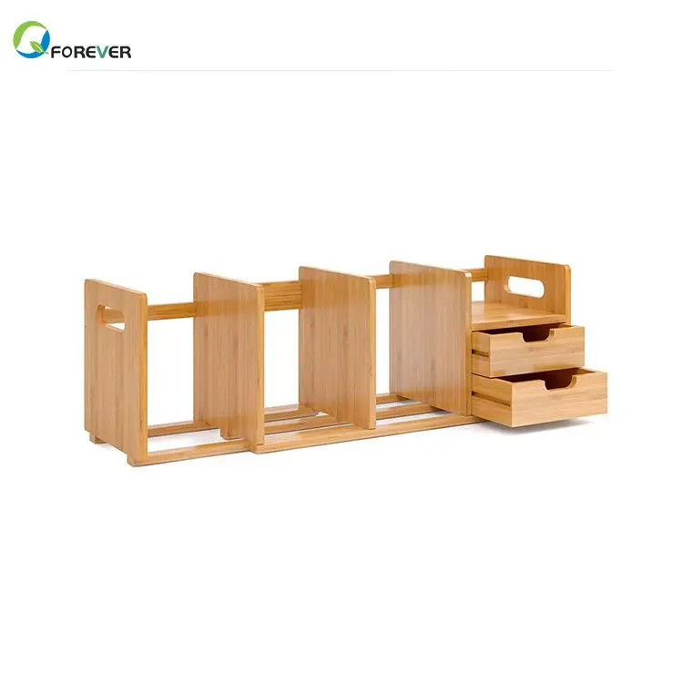 High Quality Length Adjustable Book Shelf / Book Rack / Bookcase With Study Table Two Drawers