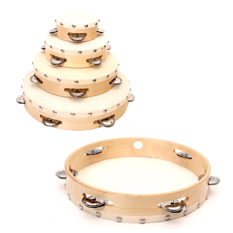 Китай, бесплатный образец, ударный музыкальный инструмент, оптовая продажа, дешевый подарок для детей, Круглый Деревянный табурин для продажи