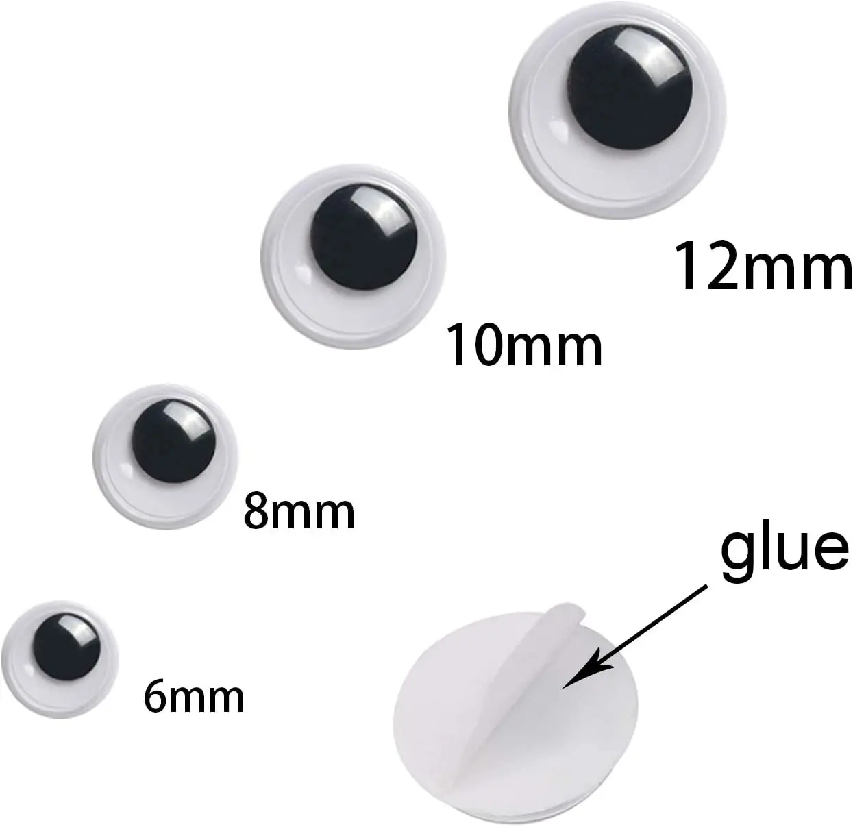 Factory Googly Eyes Self Adhesive for Crafts, Craft Sticker Wiggle Eyes with Multi Colored and Sizes for DIY