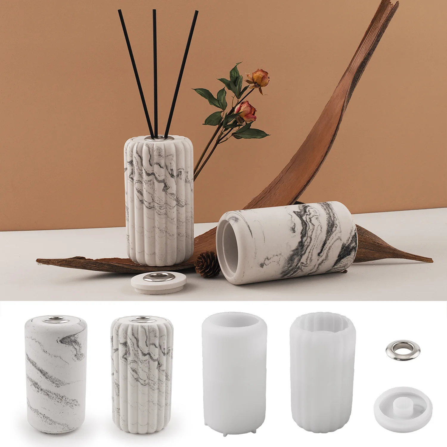 M4957 Cement Vase Aromatherapy Bottle Container Silicone Mold