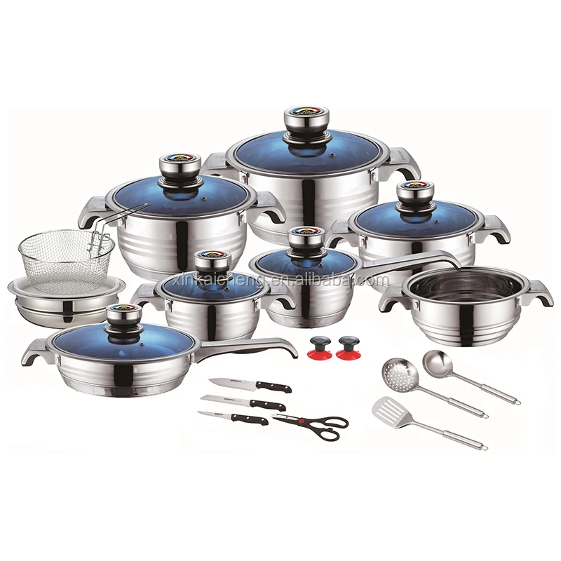 Hot sale kitchenware 30pcs induction cooking pot stainless steel cookware set with kitchen tools