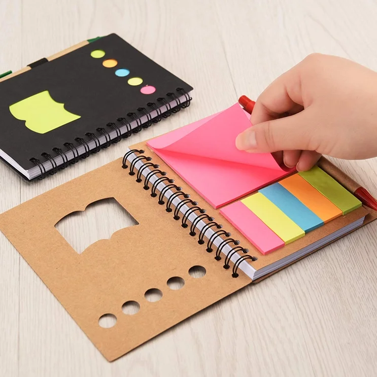 Beauty Custom Loose-leaf Binder Spiral Wire Notebook Printing Memo Pad Type It Posted Sticky Notes Notepad Set