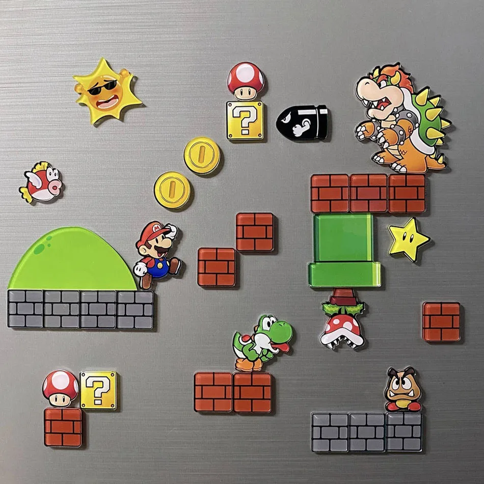 Japan Super Mario Fridge Magnet Sets Cheapest Acrylic Cartoon Magnets Malaysia Korea Popular Mario Fridge Magnets