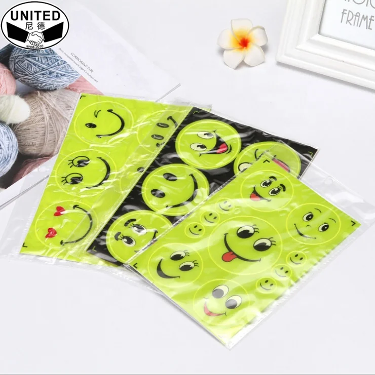 New promotional gifts smile face reflective stickers custom pattern reflective sticker