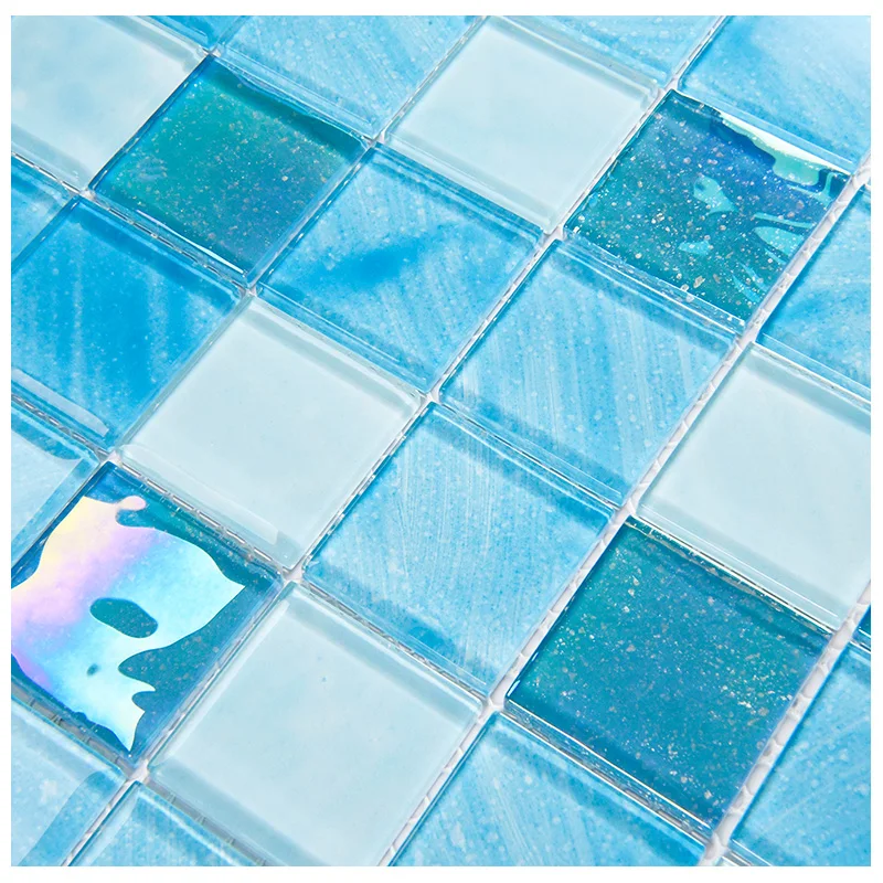 Mixed Blue Glass Mosaic Swimming Pool Floor Tiles Cobalt Blue Swimming Pool Tiles Glass Mosaic for Hotel