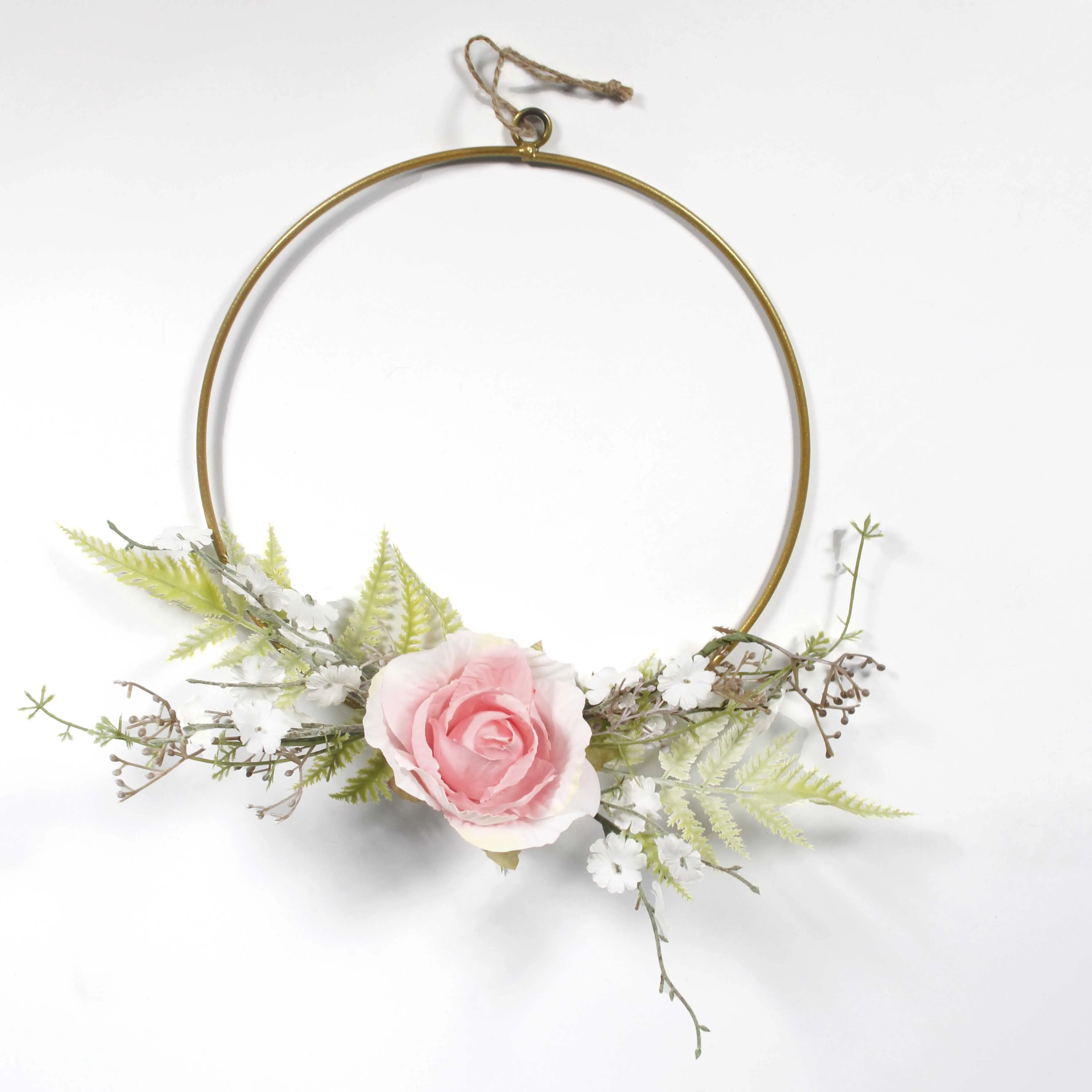 Wholesale Holiday Festival Wedding Artificial Flower Hoop Wreath Metal Hoop Garland Hanging for Front Door Backdrop Wall Rose