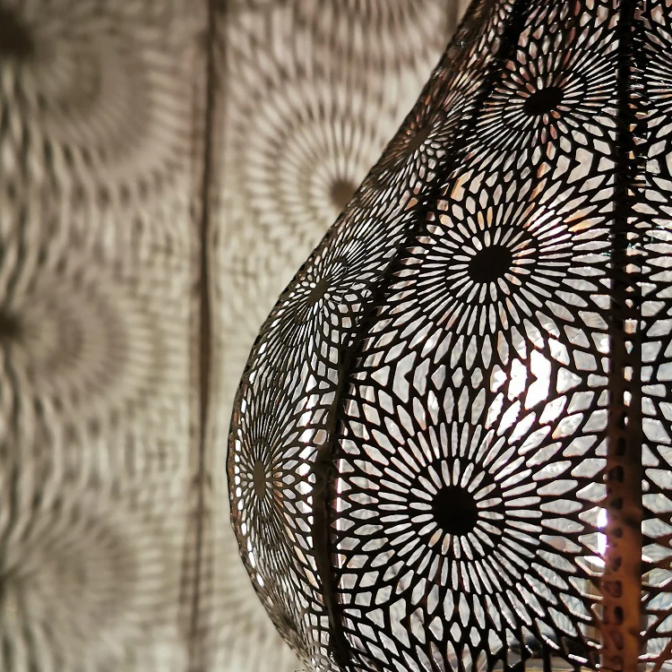 Modern Decorative Large Muslim Arabic Lamps Carved Moroccan Style Pierced Metal Pendant Lights Moroccan Hanging Lamp