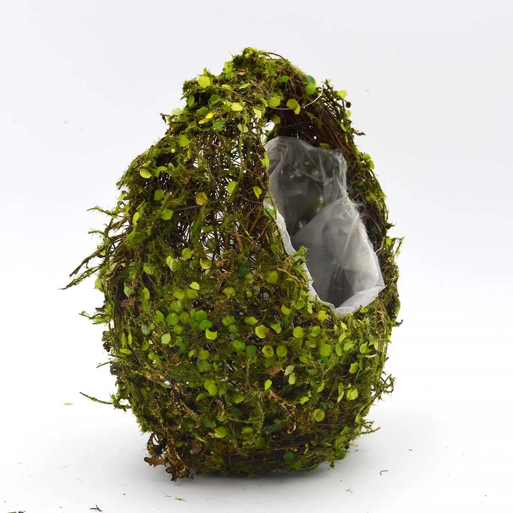 Moss kettle Integrated flower basket, circle shape, with fabric flower