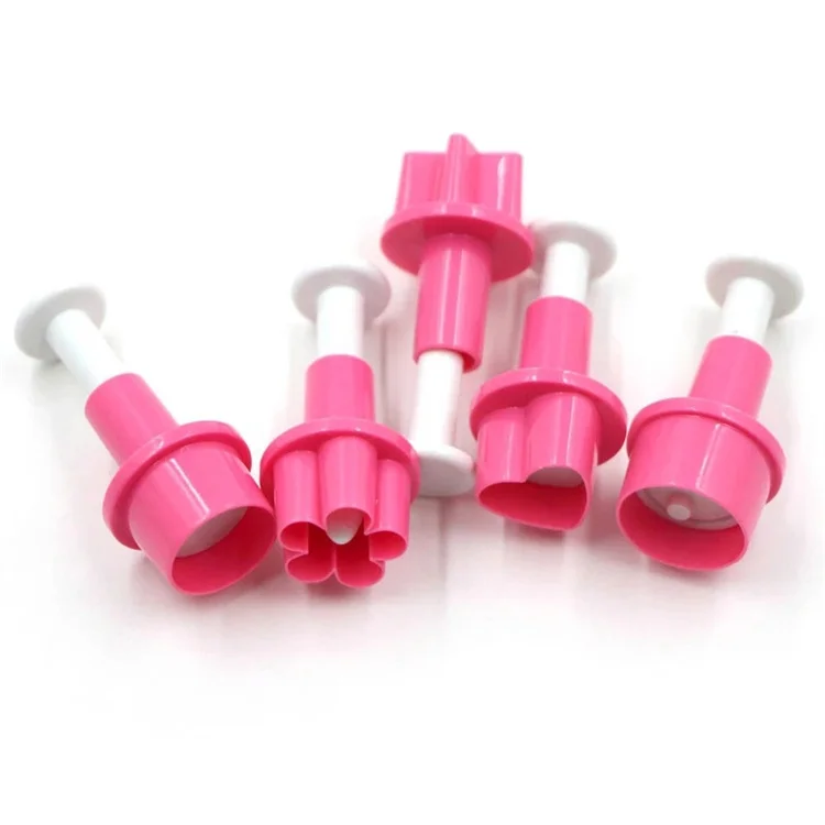 5PCS Cookie Cutter Heart Plunger Cake Mold Star Button Plum Biscuit Fondant DIY Stamping Mould Sugarcraft Cake Decoration