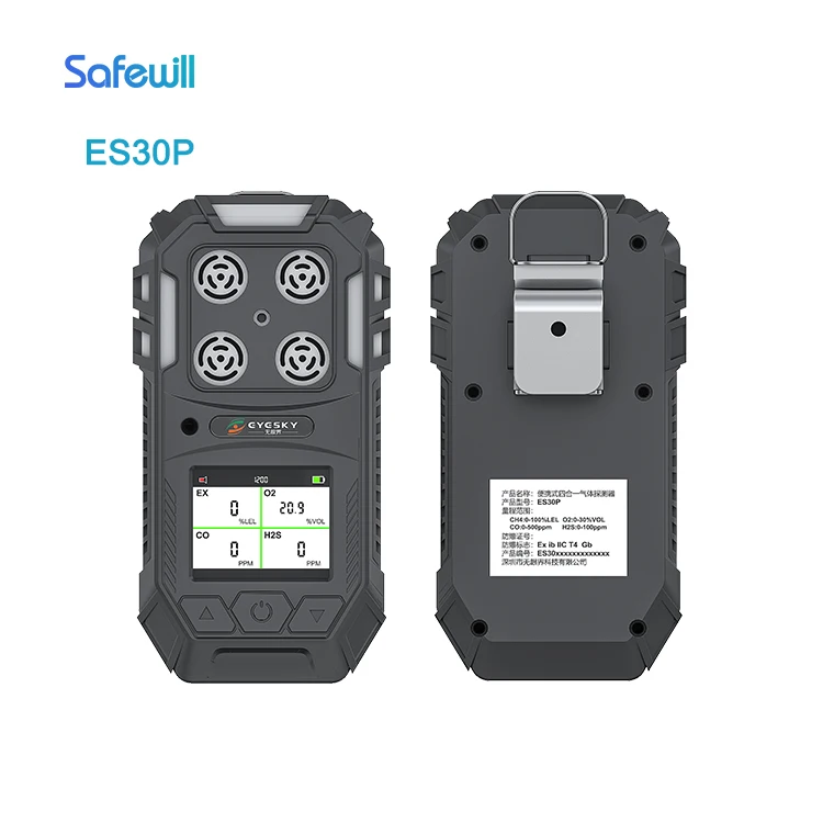 IP66 Portable Multi Gas Detector 4 in 1 Smart Detector Combustible and Toxic Detector Lel/O2/Co/H2s