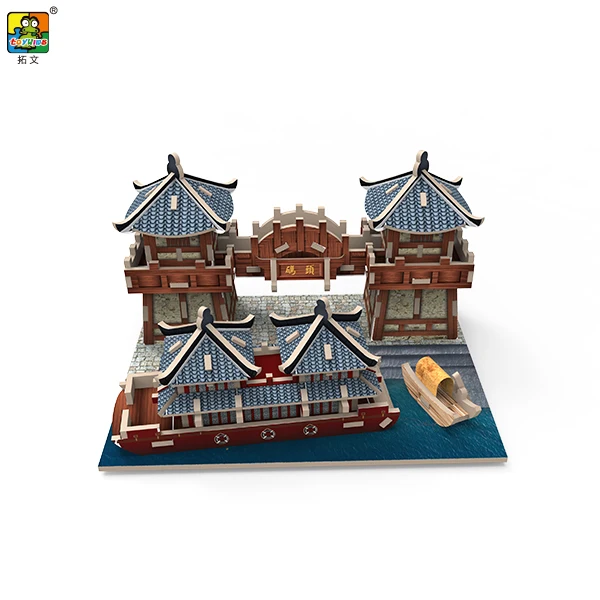 Intelligent DIY wood Educational Building Block Toy for Kid Construction Toy house diy house miniature Handmade Doll House Model