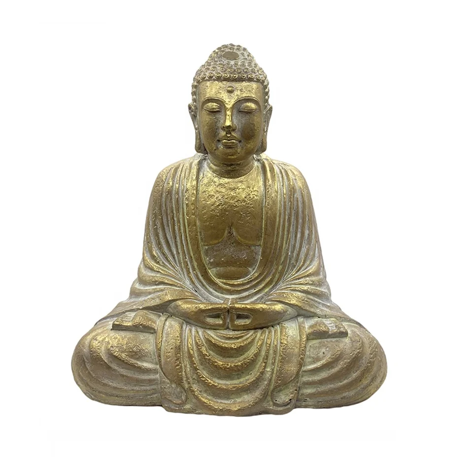 Пользовательские поделки polystone портативная маленькая комнатная золотая статуя Будды красивая