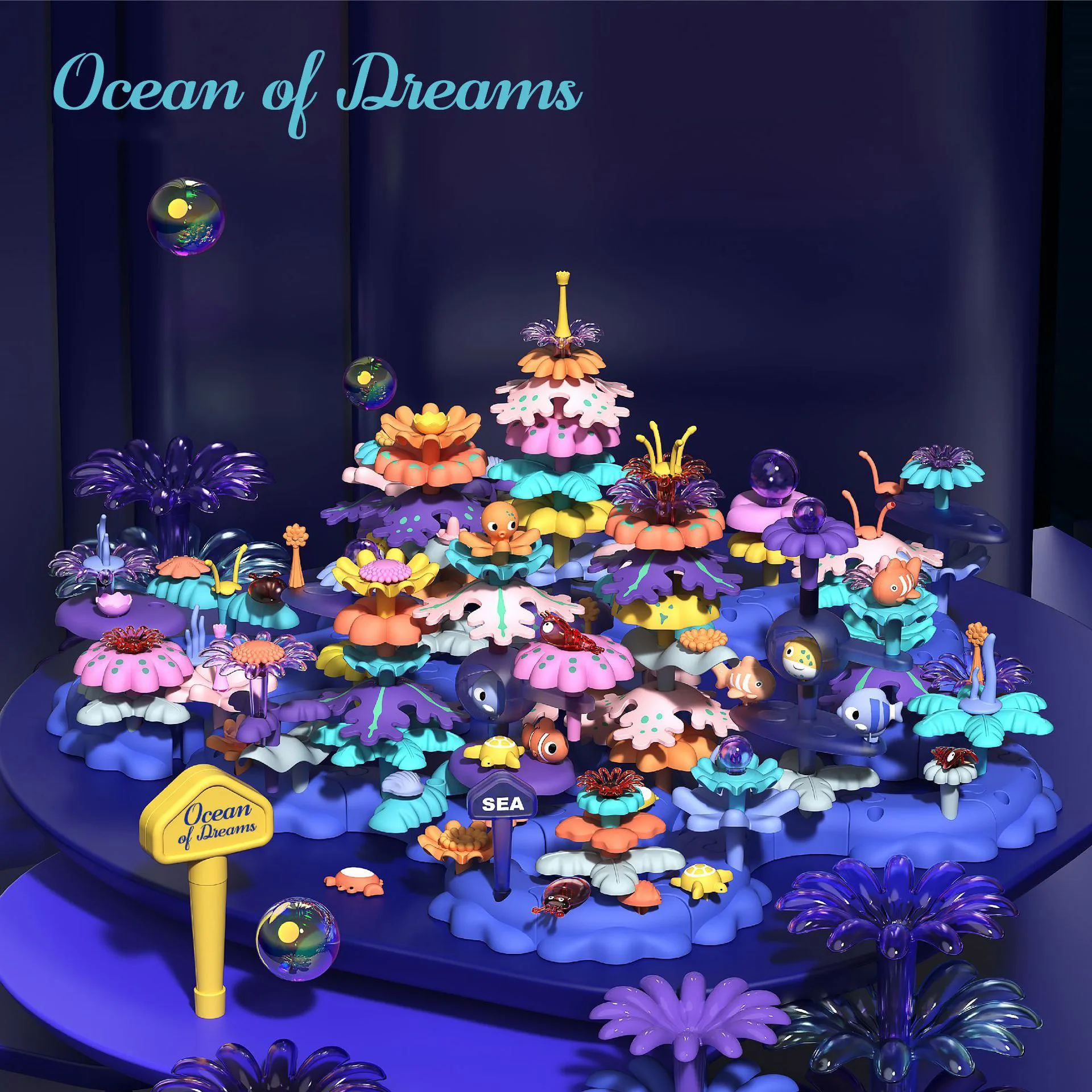 136 Pcs DIY Coral Reefs Building Toys with Storage Box STEM Preschool Educational Toys