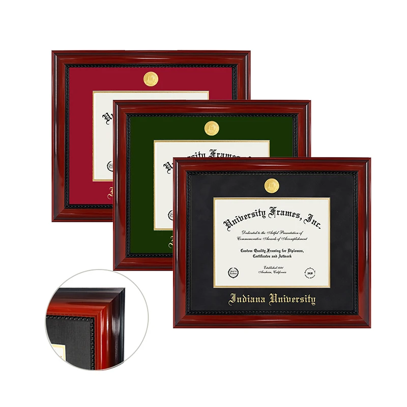 Hot Sale Custom Solid Wood A4 8.5x11inches Diploma Frame UV Printed Document Certificates and Graduation Degrees