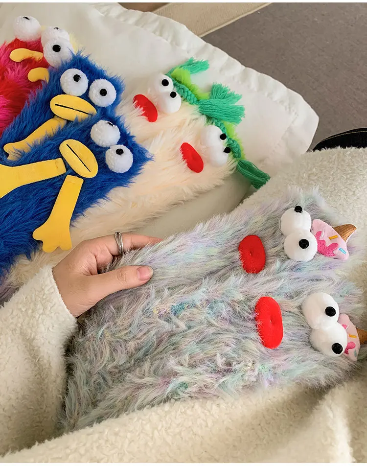 Coral velvet socks autumn and winter new cashmere thick warm socks cute funny plush ugly cute floor socks