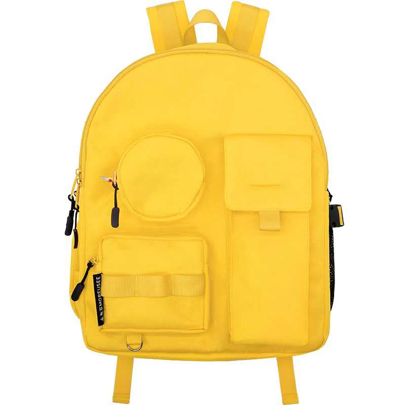 Настраиваемый водонепроницаемый желтый рюкзак для улицы, женский черный студенческий рюкзак