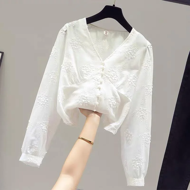 Spring Full Sleeve Chiffon Shirts Women DOT Casual Blouse Ladies Sweet Clothing Clothes Women Wholesale