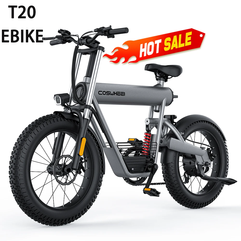 Winter Snow Fatbike COSWHEEL T20 Full Suspension 20*4 Electric Bicycle 500W Electric Bike 1000W 48V EU Warehouse Fat Tire eBike