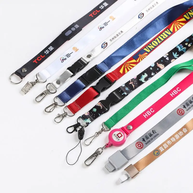 Promotional Phone ID Card Keychain,beer holder lanyard neoprene Printed Nylon Neck Straps Anime Wrist Straps with Custom Logo/