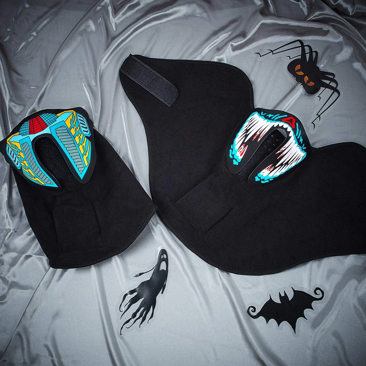 Halloween Christmas Cosplay Dancing LED Music Mask Flashing Light Up Face Mask Sound Activated Led Party Mask