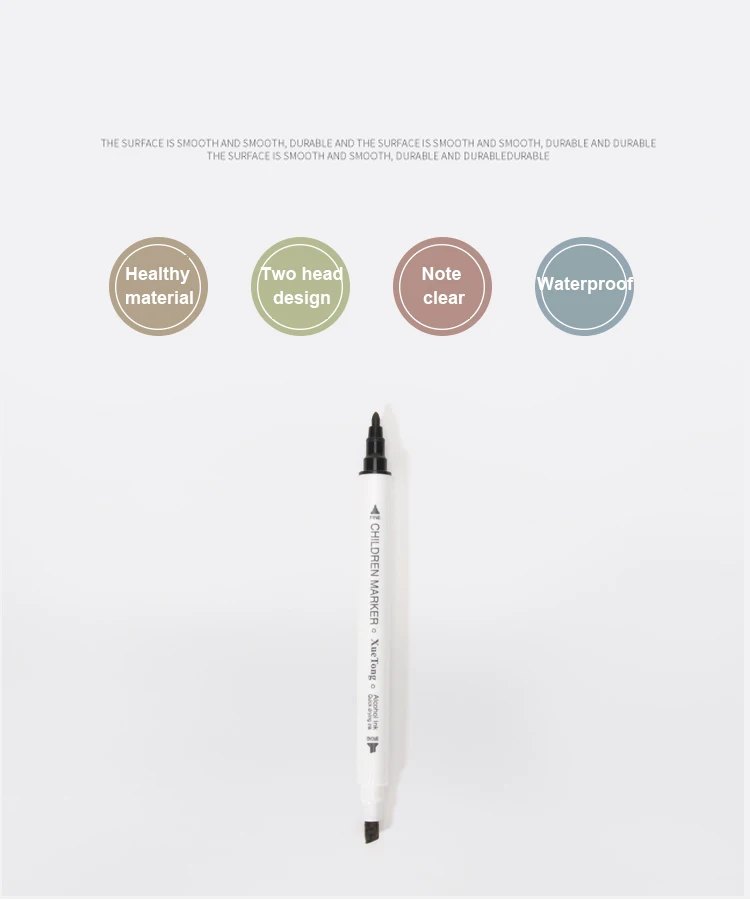  12pcs Colors Hand-drawn design of double-end marker with thin rod stationery box market pen set boxes printing
